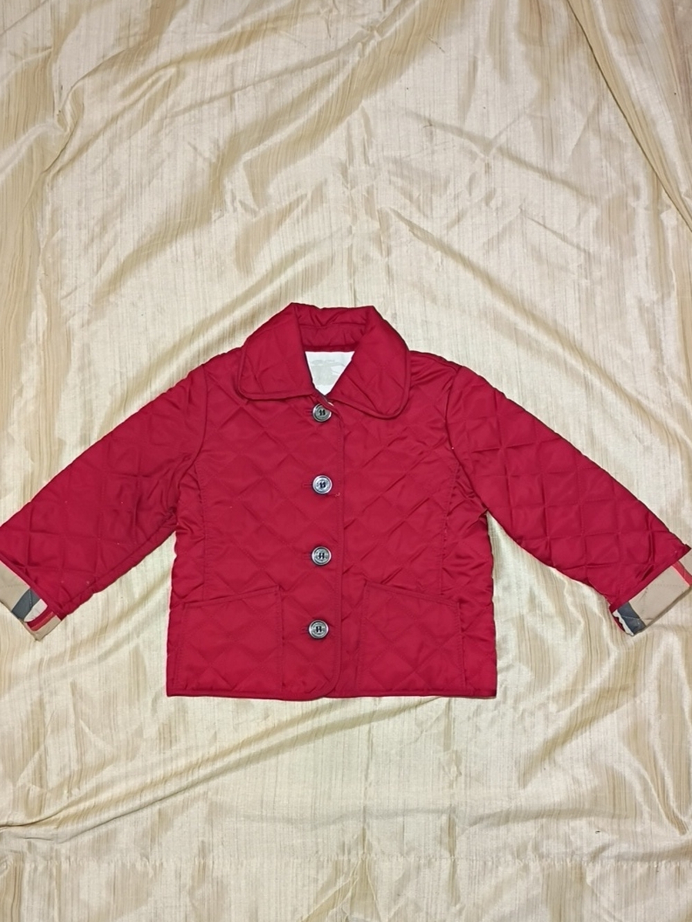 Burberry Kids Quilted Red Button-Front Puffer Jacket